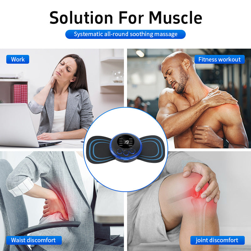 Mini Massage Patch Cervical Massager Shoulder and Neck Massager EMS Portable Pulse Smart Massage Patch 8 Modes 19 Gears
