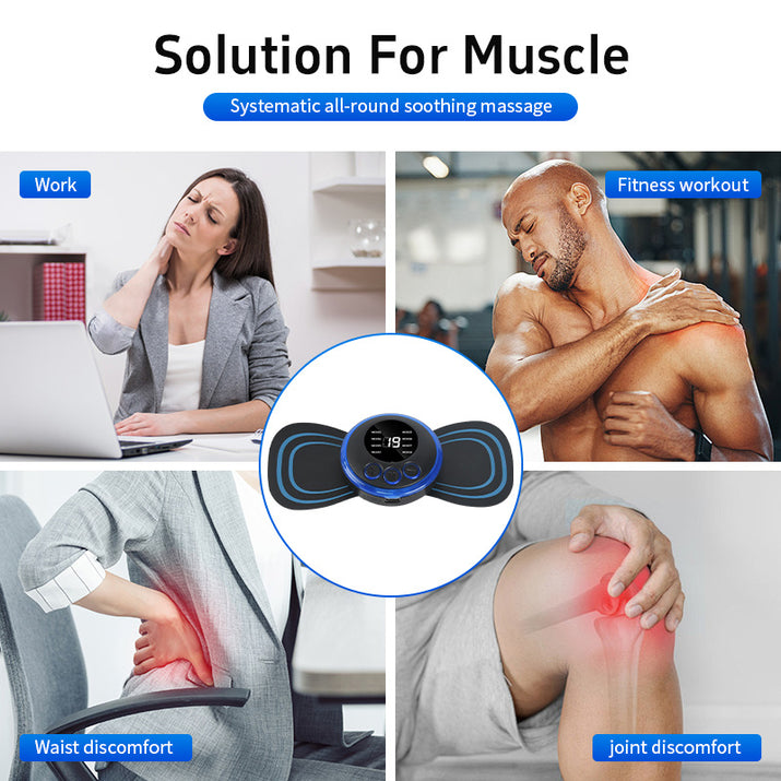 Mini Massage Patch Cervical Massager Shoulder and Neck Massager EMS Portable Pulse Smart Massage Patch 8 Modes 19 Gears