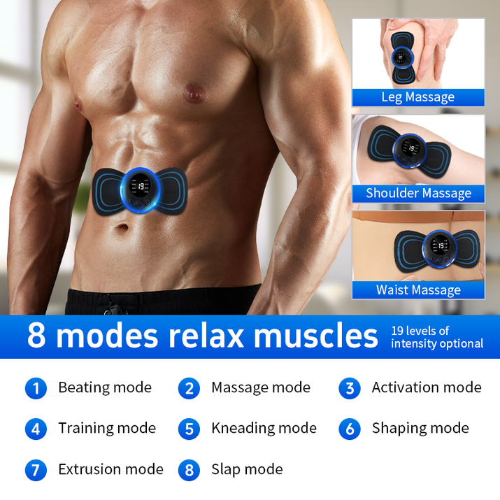 Mini Massage Patch Cervical Massager Shoulder and Neck Massager EMS Portable Pulse Smart Massage Patch 8 Modes 19 Gears