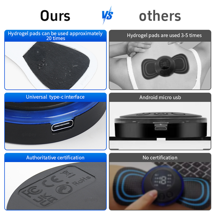 Mini Massage Patch Cervical Massager Shoulder and Neck Massager EMS Portable Pulse Smart Massage Patch 8 Modes 19 Gears